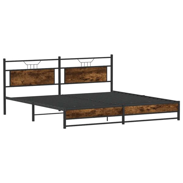 Metallbett ohne Matratze Räuchereiche 193x203 cm