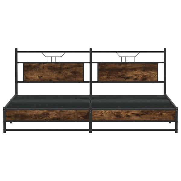 Metallbett ohne Matratze Räuchereiche 193x203 cm