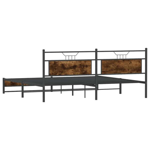 Metallbett ohne Matratze Räuchereiche 193x203 cm