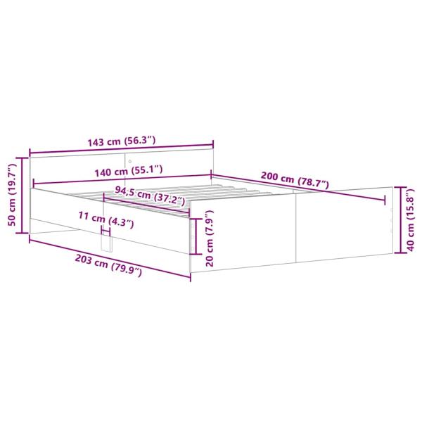 Bettgestell ohne Matratze Altholz-Optik 140x200cm Holzwerkstoff