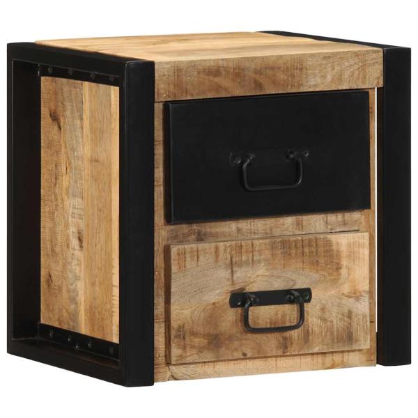 ARDEBO.de - Nachttisch 40x35x40 cm Raues Mango-Massivholz