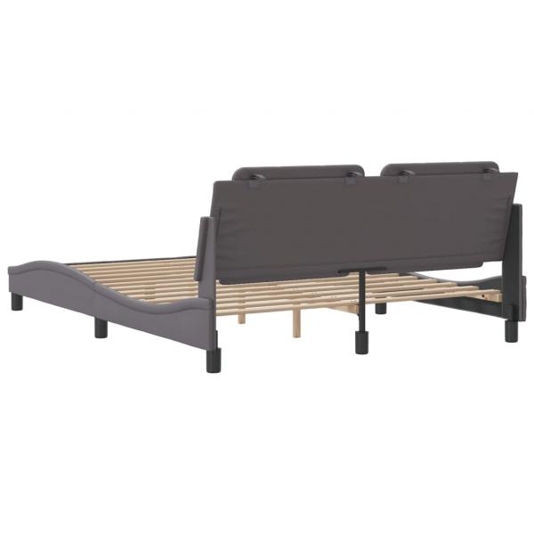 Bettgestell mit Kopfteil Grau 160x200 cm Kunstleder