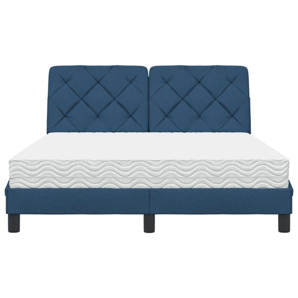 Bett mit Matratze Blau 140x190 cm Stoff