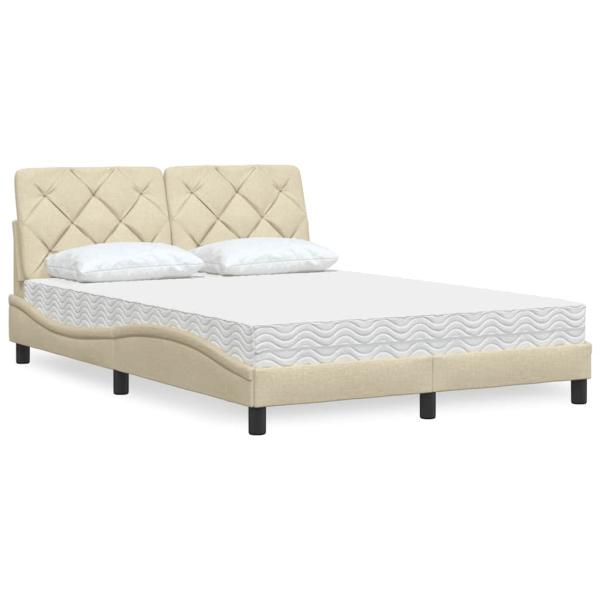 ARDEBO.de - Bett mit Matratze Creme 140x190 cm Stoff