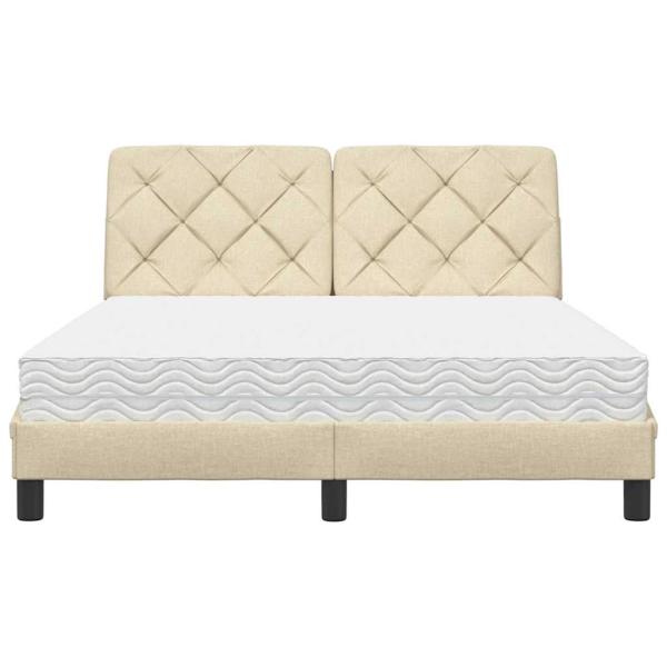 Bett mit Matratze Creme 140x190 cm Stoff