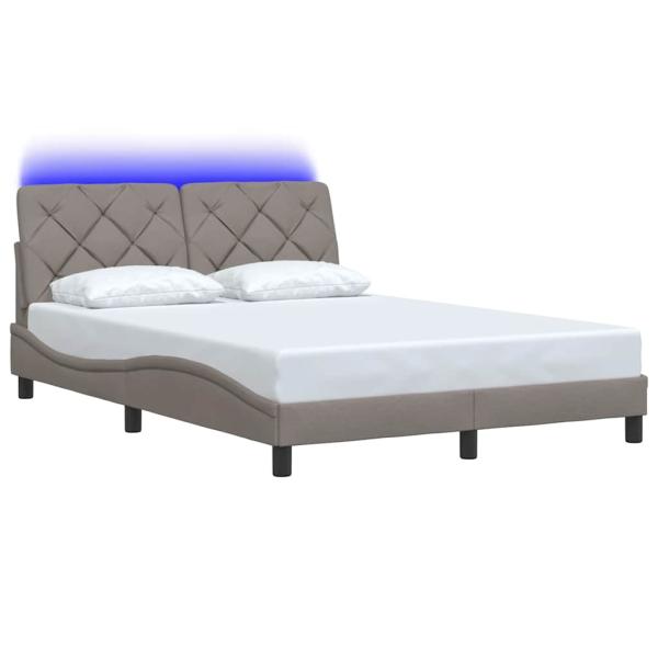 Bettgestell mit LED ohne Matratze Taupe 140x190 cm Stoff