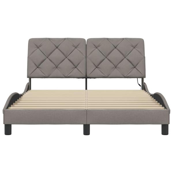 Bettgestell mit LED ohne Matratze Taupe 140x190 cm Stoff
