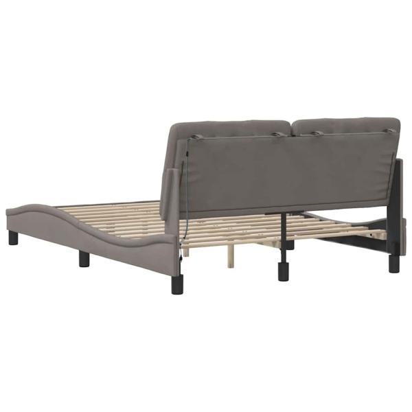 Bettgestell mit LED ohne Matratze Taupe 140x190 cm Stoff