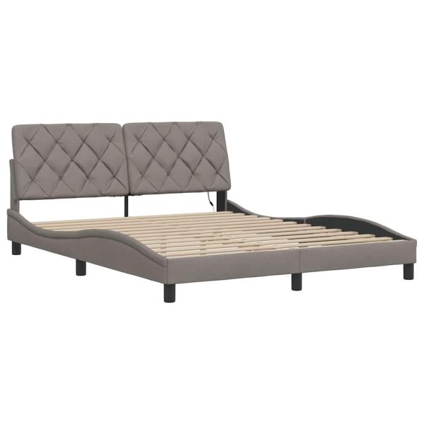 Bettgestell mit LED ohne Matratze Taupe 160x200 cm Stoff