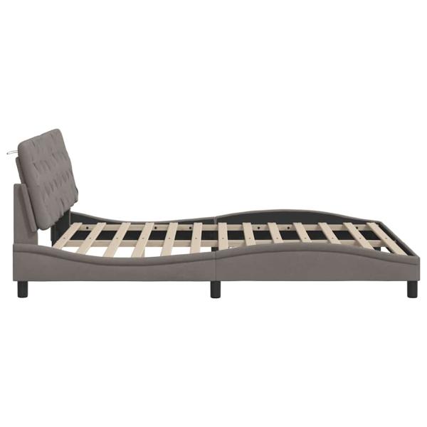 Bettgestell mit LED ohne Matratze Taupe 160x200 cm Stoff