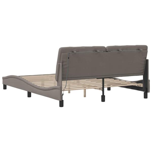 Bettgestell mit LED ohne Matratze Taupe 160x200 cm Stoff