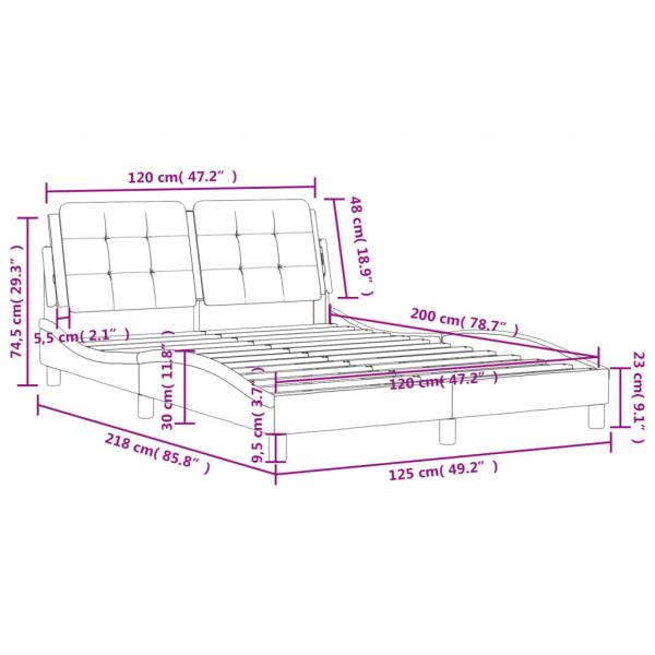 Bettgestell mit Kopfteil Cappuccino-Braun 120x200 cm Kunstleder