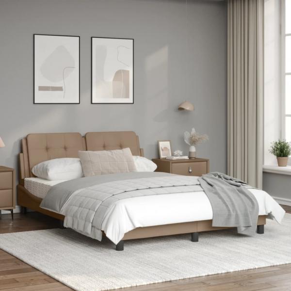 Bettgestell mit Kopfteil Cappuccino-Braun 120x200 cm Kunstleder