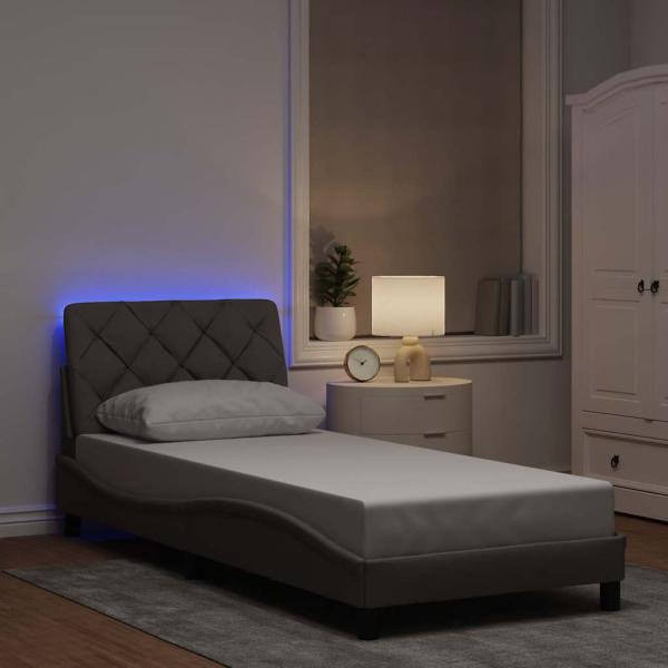 ARDEBO.de - Bettgestell mit LED ohne Matratze Taupe 80x200 cm Stoff
