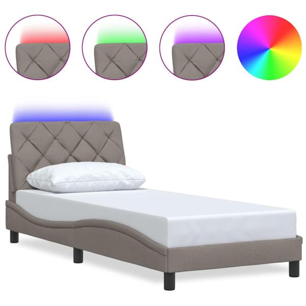 Bettgestell mit LED ohne Matratze Taupe 80x200 cm Stoff