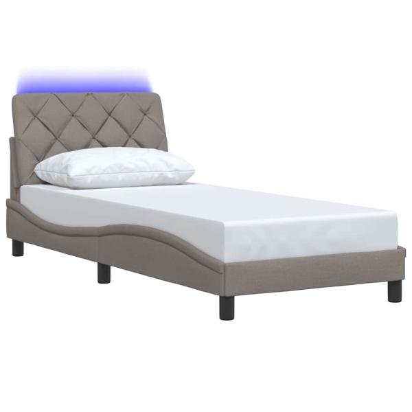 Bettgestell mit LED ohne Matratze Taupe 80x200 cm Stoff