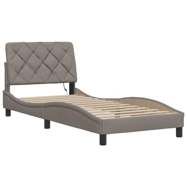 Bettgestell mit LED ohne Matratze Taupe 80x200 cm Stoff