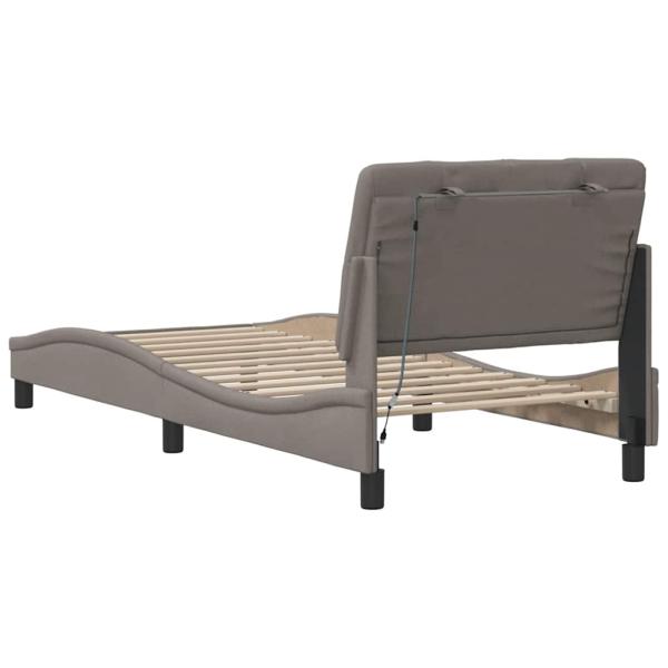 Bettgestell mit LED ohne Matratze Taupe 80x200 cm Stoff
