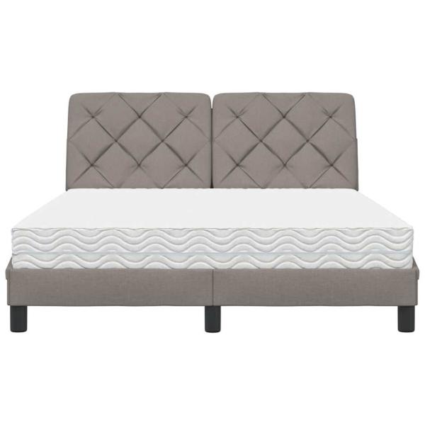 Bett mit Matratze Taupe 140x190 cm Stoff
