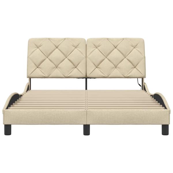 Bettgestell mit LED ohne Matratze Creme 140x190 cm Stoff