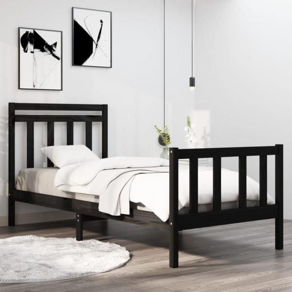 ARDEBO.de - Massivholzbett Schwarz 75x190 cm