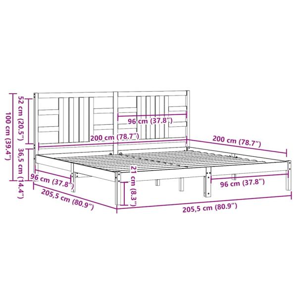 Massivholzbett Weiß 200x200 cm