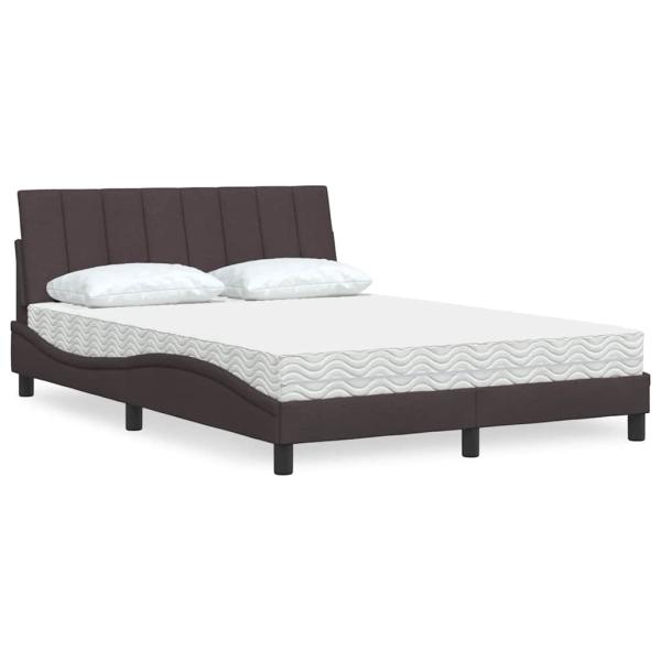 ARDEBO.de - Bett mit Matratze Dunkelbraun 140x200 cm Stoff