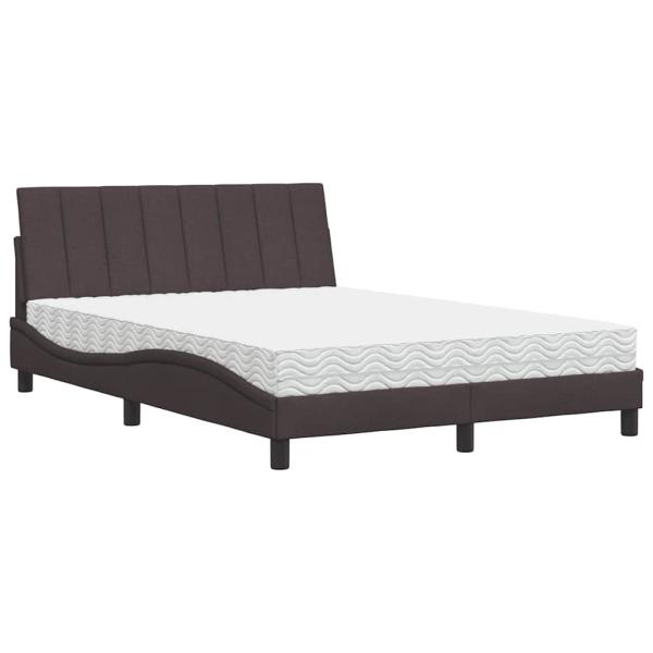 Bett mit Matratze Dunkelbraun 140x200 cm Stoff