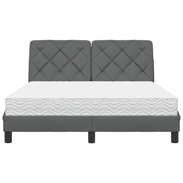 Bett mit Matratze Dunkelgrau 140x200 cm Stoff