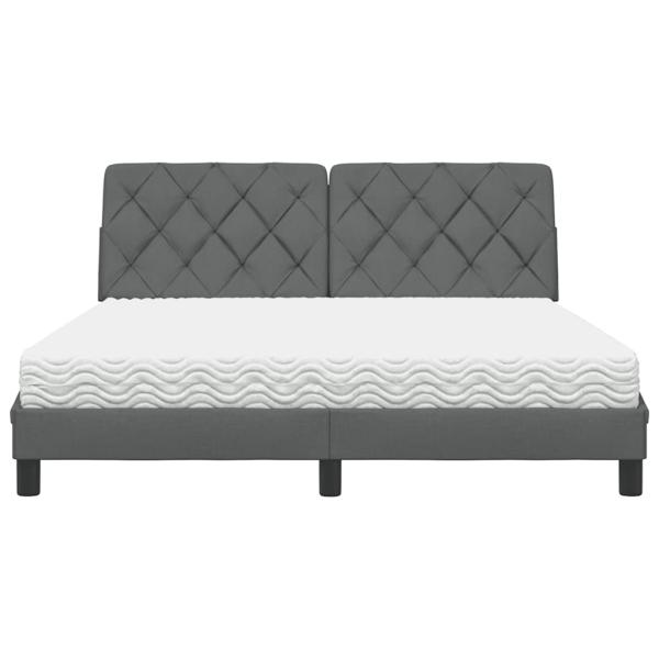Bett mit Matratze Dunkelgrau 160x200 cm Stoff
