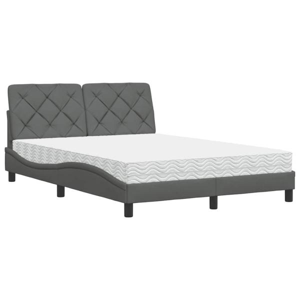 Bett mit Matratze Dunkelgrau 120x200 cm Stoff