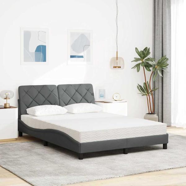 Bett mit Matratze Dunkelgrau 120x200 cm Stoff