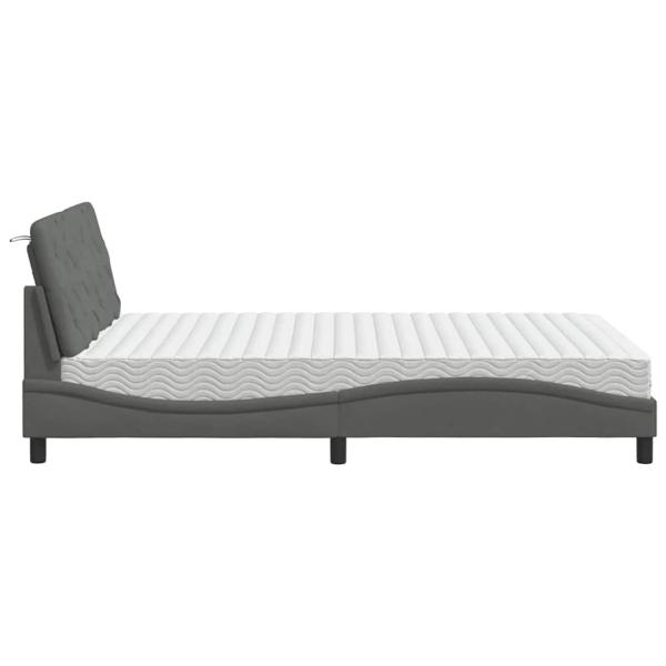 Bett mit Matratze Dunkelgrau 120x200 cm Stoff