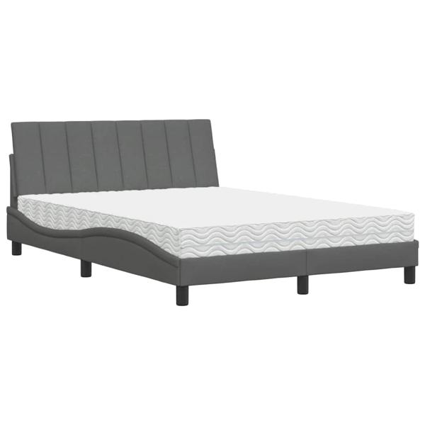 Bett mit Matratze Dunkelgrau 120x200 cm Stoff