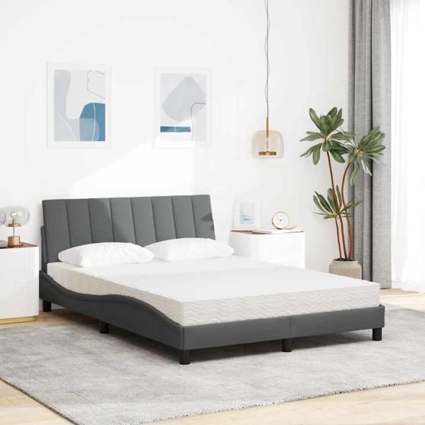 Bett mit Matratze Dunkelgrau 120x200 cm Stoff