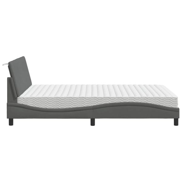 Bett mit Matratze Dunkelgrau 120x200 cm Stoff