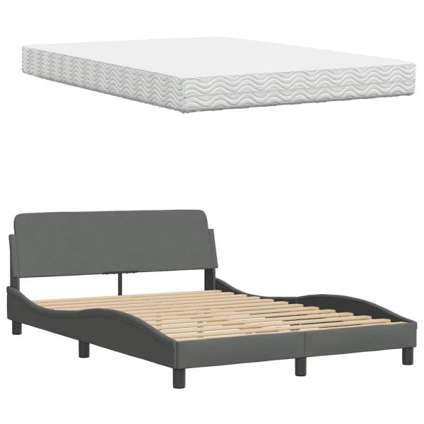 Bett mit Matratze Dunkelgrau 120x200 cm Stoff