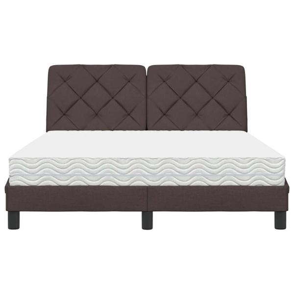 Bett mit Matratze Dunkelbraun 140x200 cm Stoff