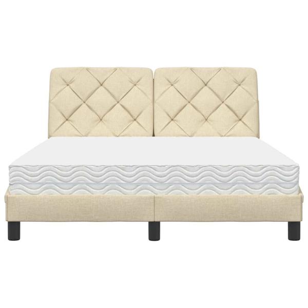 Bett mit Matratze Creme 140x200 cm Stoff