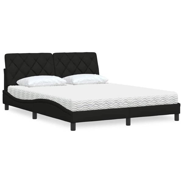 ARDEBO.de - Bett mit Matratze Schwarz 160x200 cm Stoff