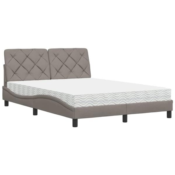 Bett mit Matratze Taupe 120x200 cm Stoff