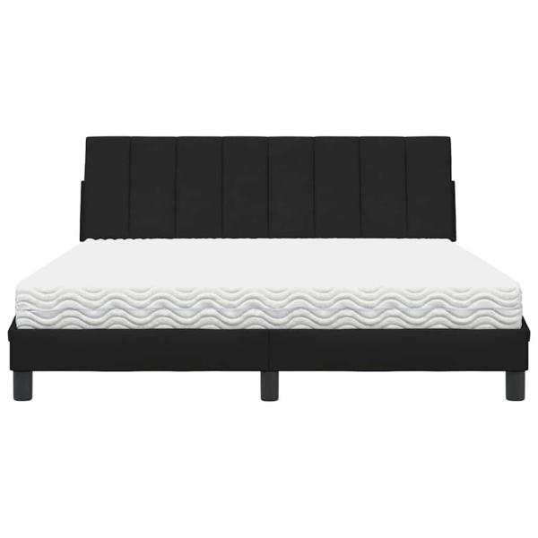 Bett mit Matratze Schwarz 160x200 cm Stoff
