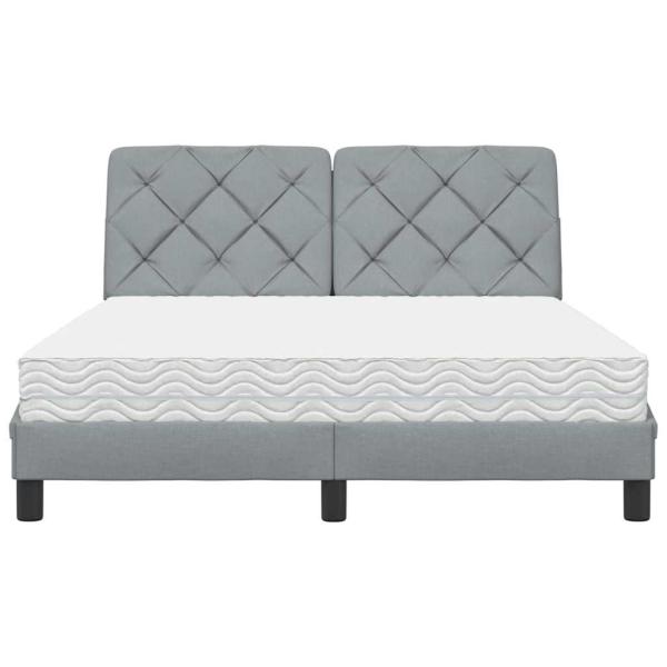 Bett mit Matratze Hellgrau 140x200 cm Stoff