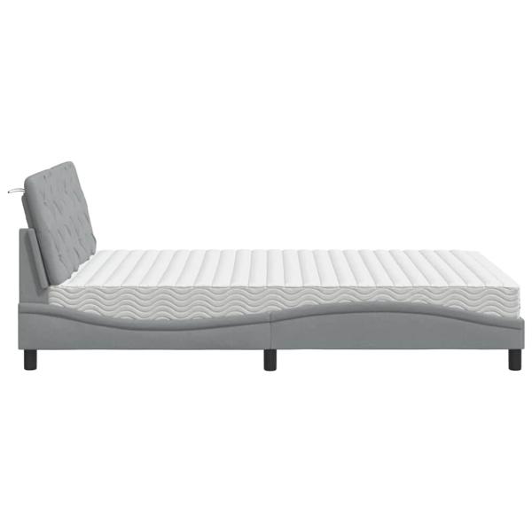 Bett mit Matratze Hellgrau 140x200 cm Stoff