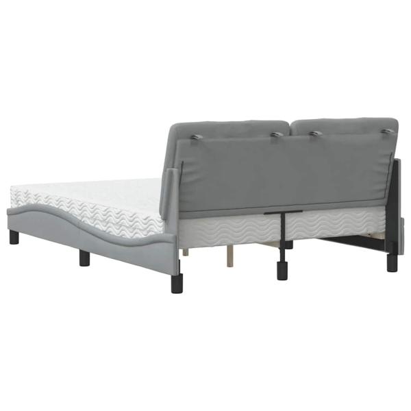 Bett mit Matratze Hellgrau 140x200 cm Stoff