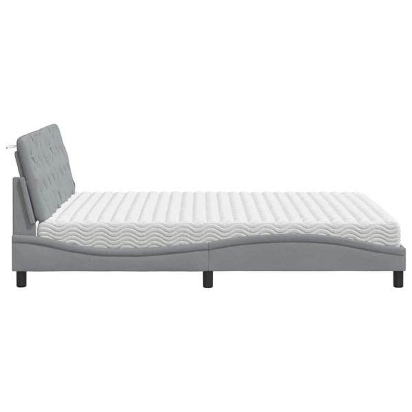 Bett mit Matratze Hellgrau 160x200 cm Stoff