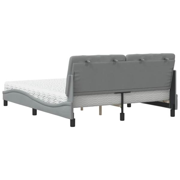 Bett mit Matratze Hellgrau 160x200 cm Stoff