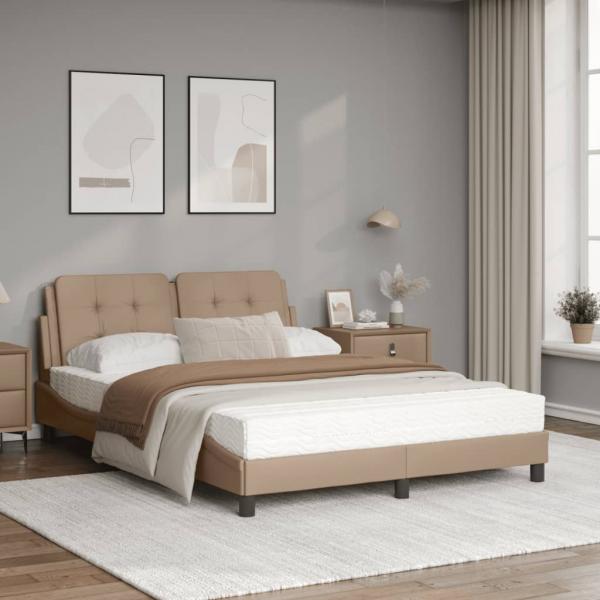 Bett mit Matratze Cappuccino-Braun 160x200 cm Kunstleder