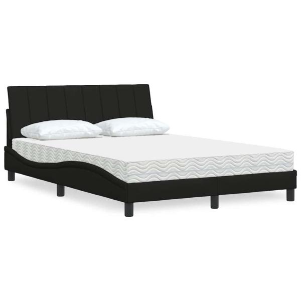 ARDEBO.de - Bett mit Matratze Schwarz 140x200 cm Stoff