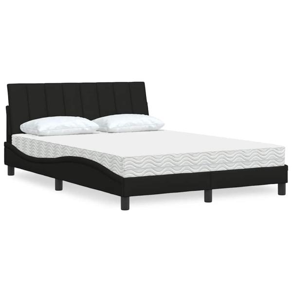 ARDEBO.de - Bett mit Matratze Schwarz 120x200 cm Stoff